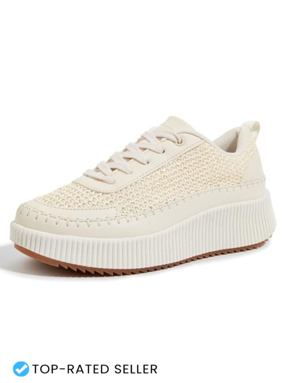 Woven Platform Sneakers Lace Up Low Top Casual Walking Shoes